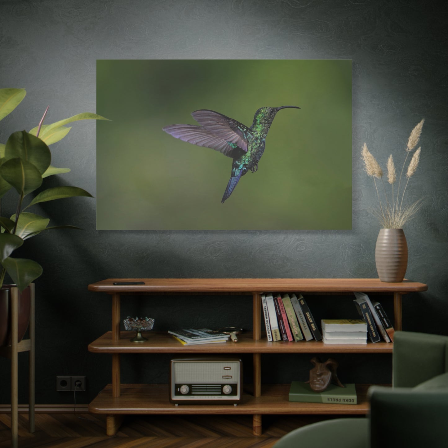 Dynamic Hummingbird in Motion Canvas Wall Art – Vibrant Nature Decor for Modern Spaces