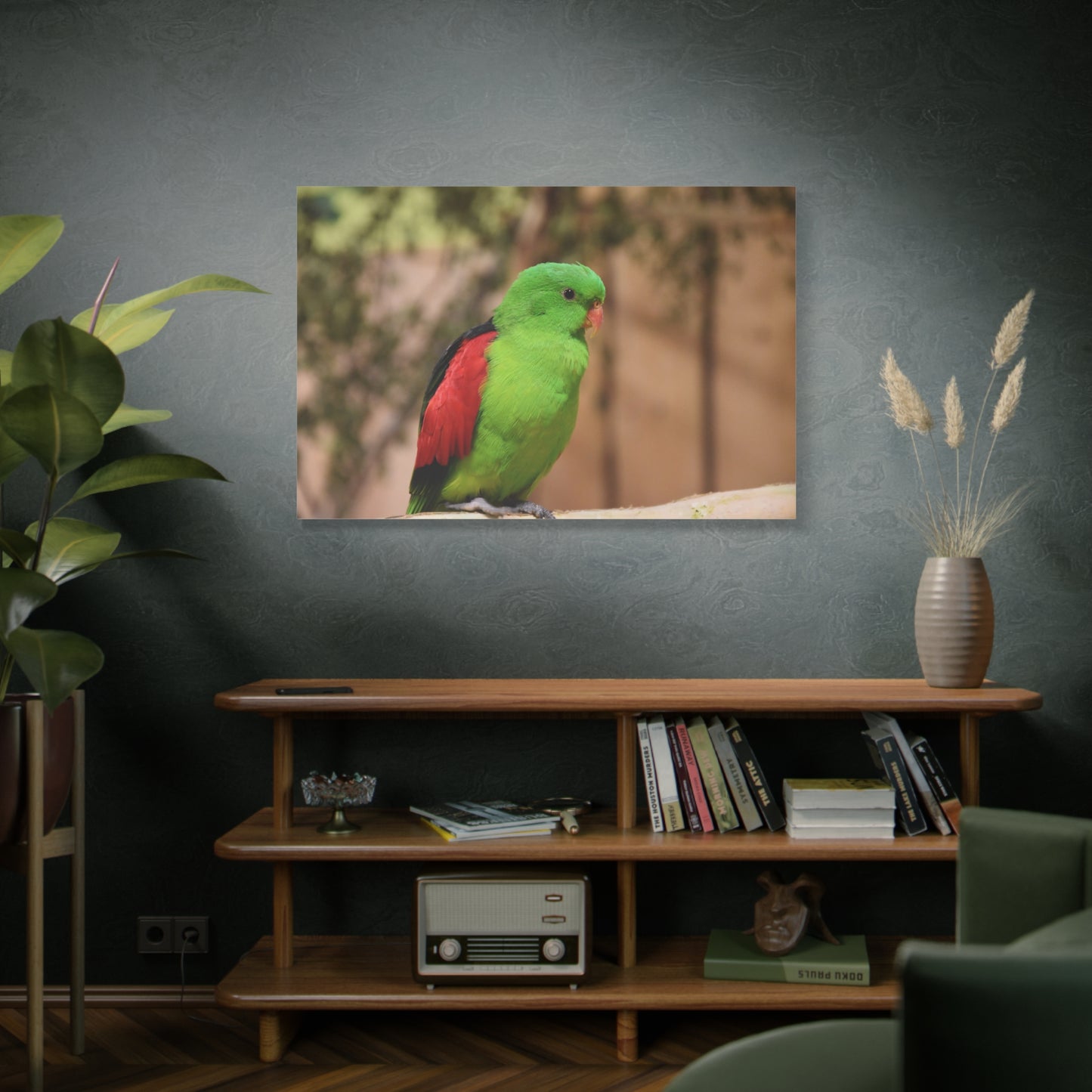 Green Parakeet Canvas Wall Art