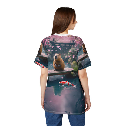 Cherry Blossom Serenity – Zen Capybara T-Shirt 🌸🦫