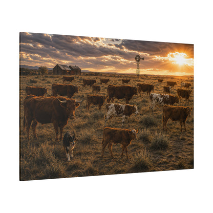 Open Range – Cattle Herd on the Prairie Canvas Wall Art - ART OF ROYALS