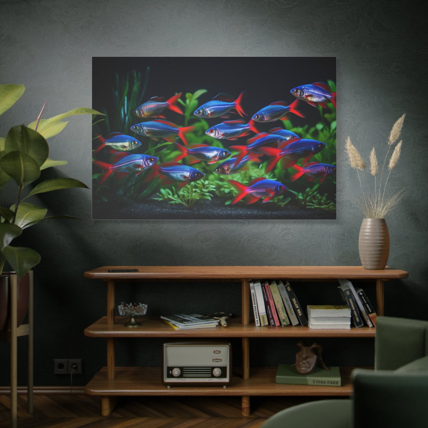 Neon Tetra Canvas Wall Art – Radiant Aquarium Beauty