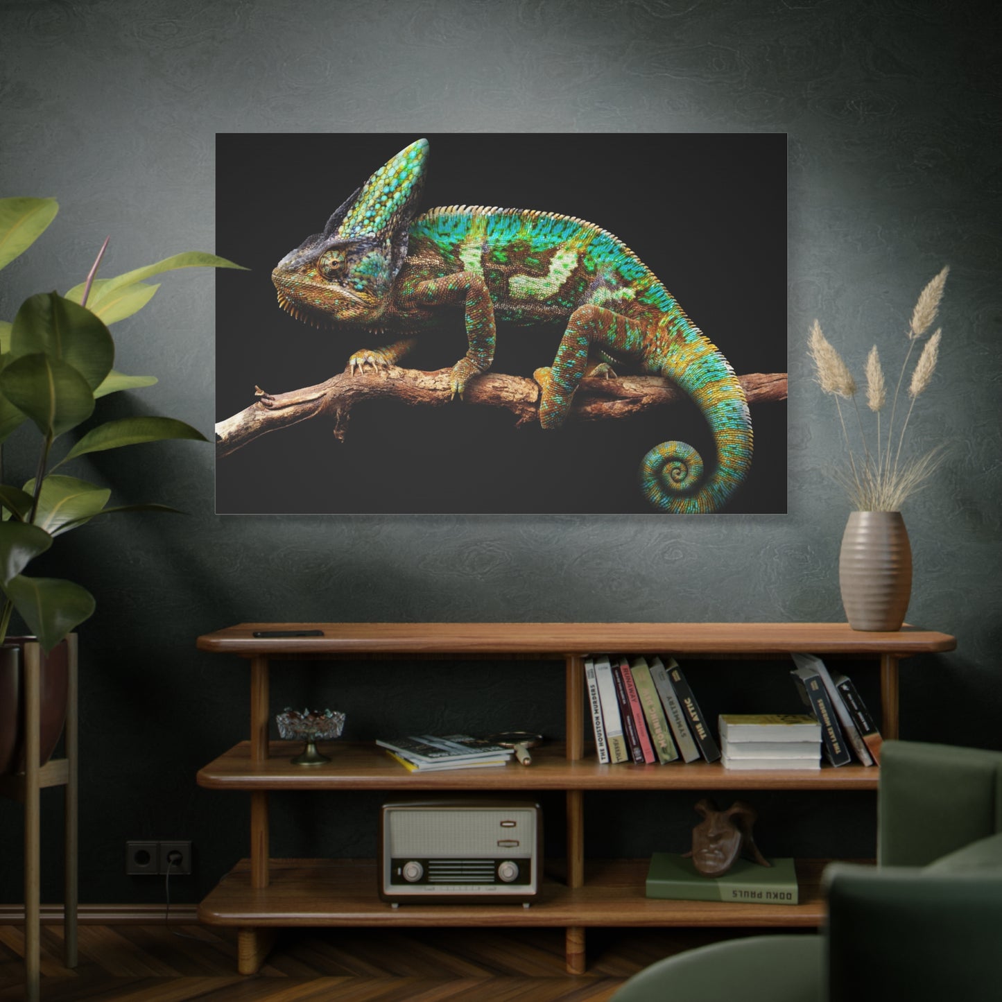 Enigmatic Chameleon Canvas Wall Art – Exotic Wildlife Print for Unique Nature Decor