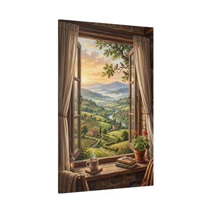 Window to the Countryside – Cozy Rustic Landscape Canvas Wall Art