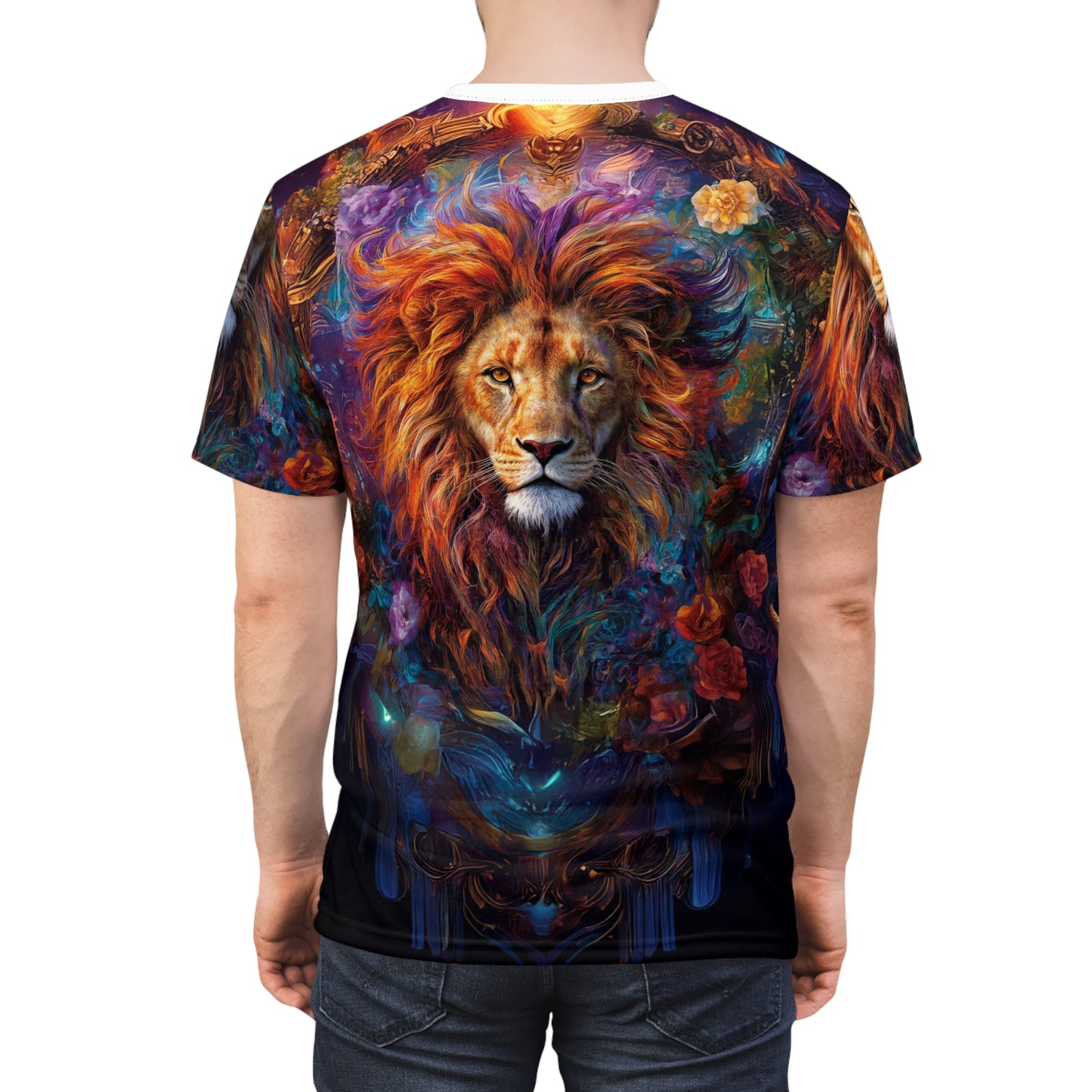 🌺 Floral Majesty Lion – Artistic Royal T-Shirt