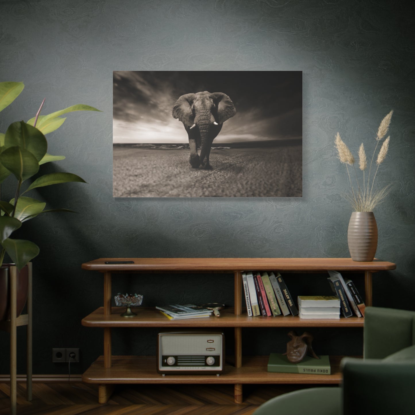 Elegant Black and White Elephant Canvas Wall Art – Timeless Wildlife Decor for Any Space