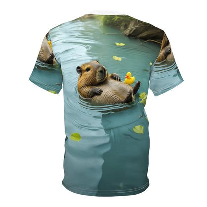 Serene Escape: Capybara Floating in a Calm Pond