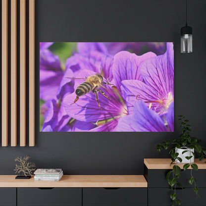 Wild Bee Macro Canvas Wall Art – Nature’s Intricate Pollinator