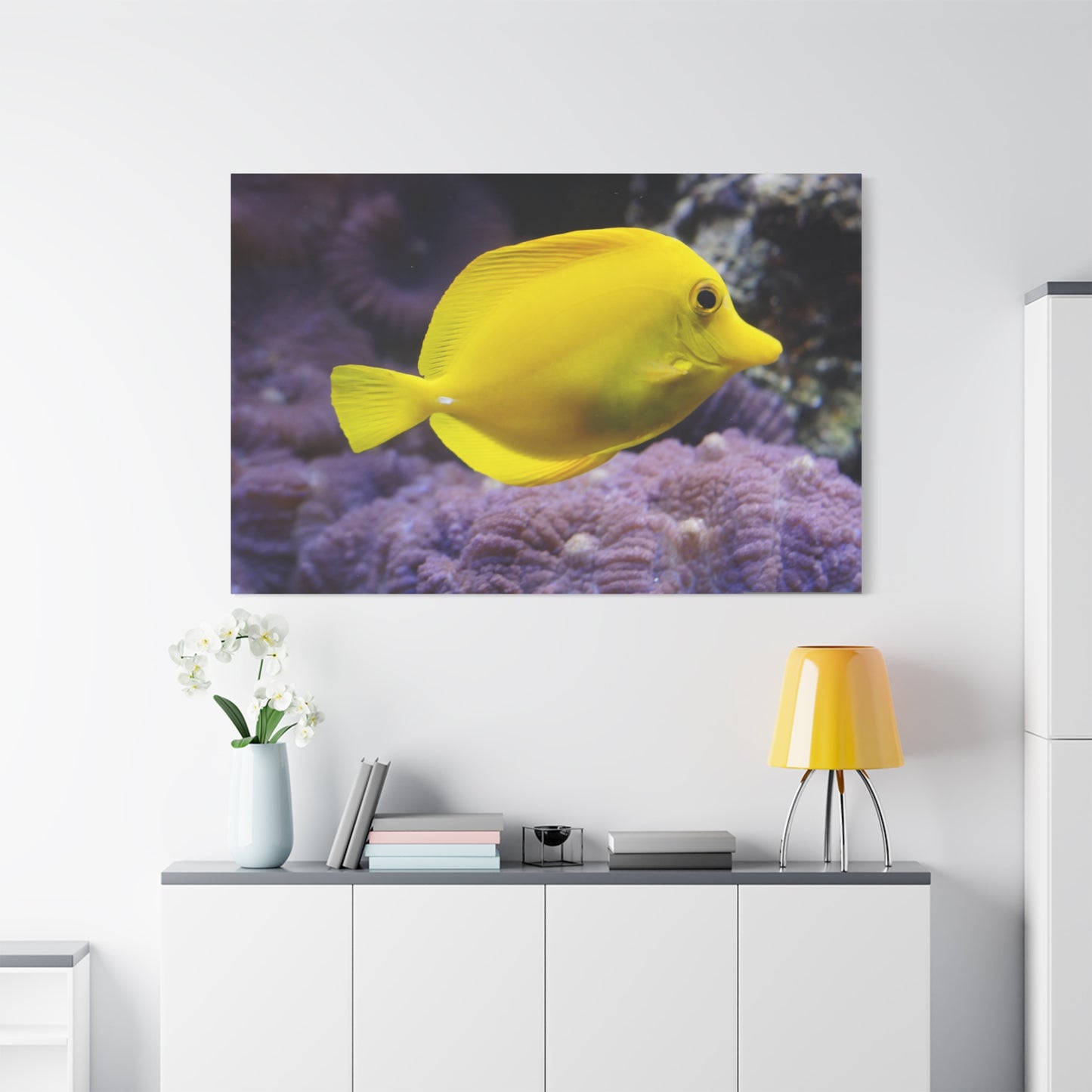 Lemon Surgeonfish Canvas Wall Art – Bright Underwater Elegance