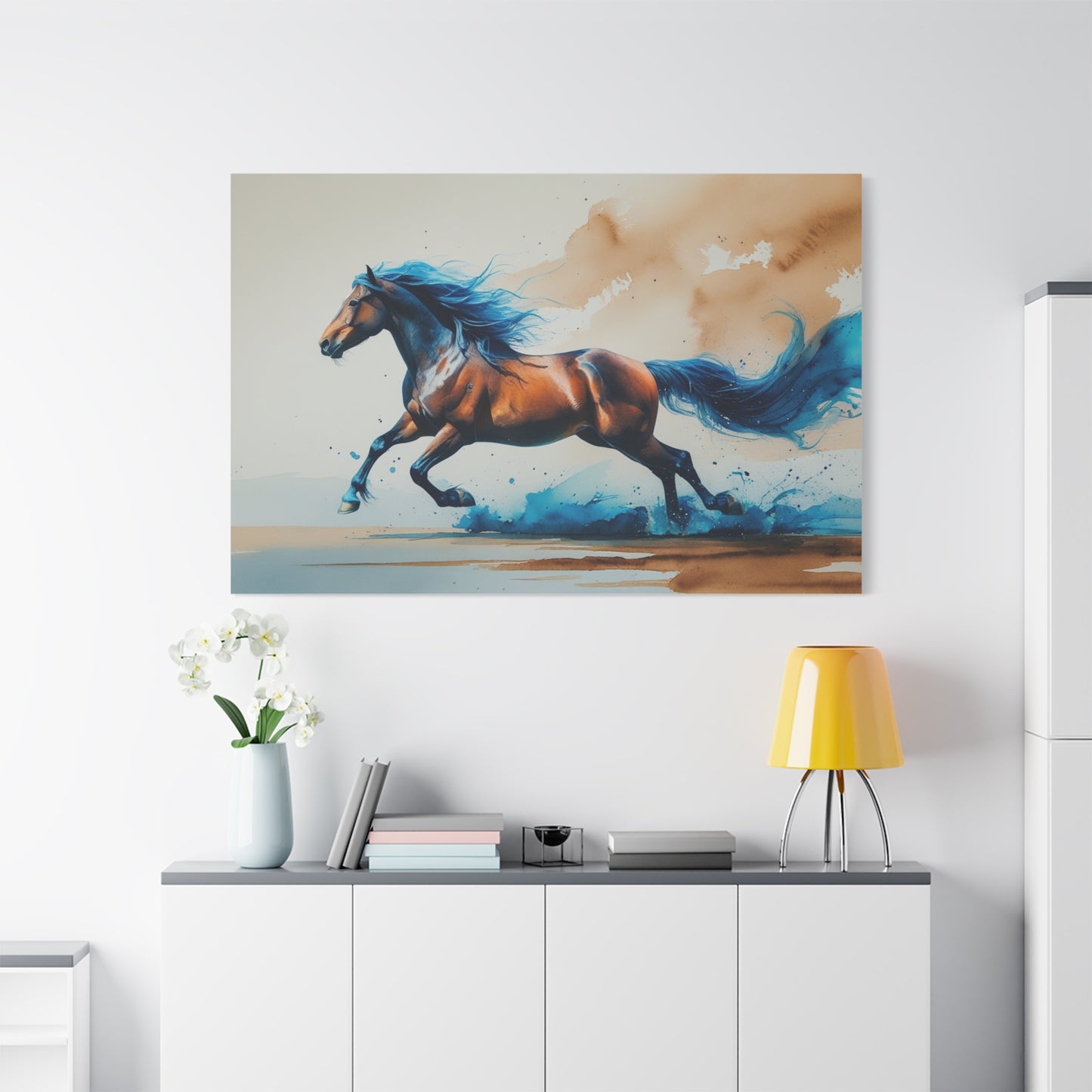 Gallop of Freedom – Dynamic Watercolor Horse Canvas