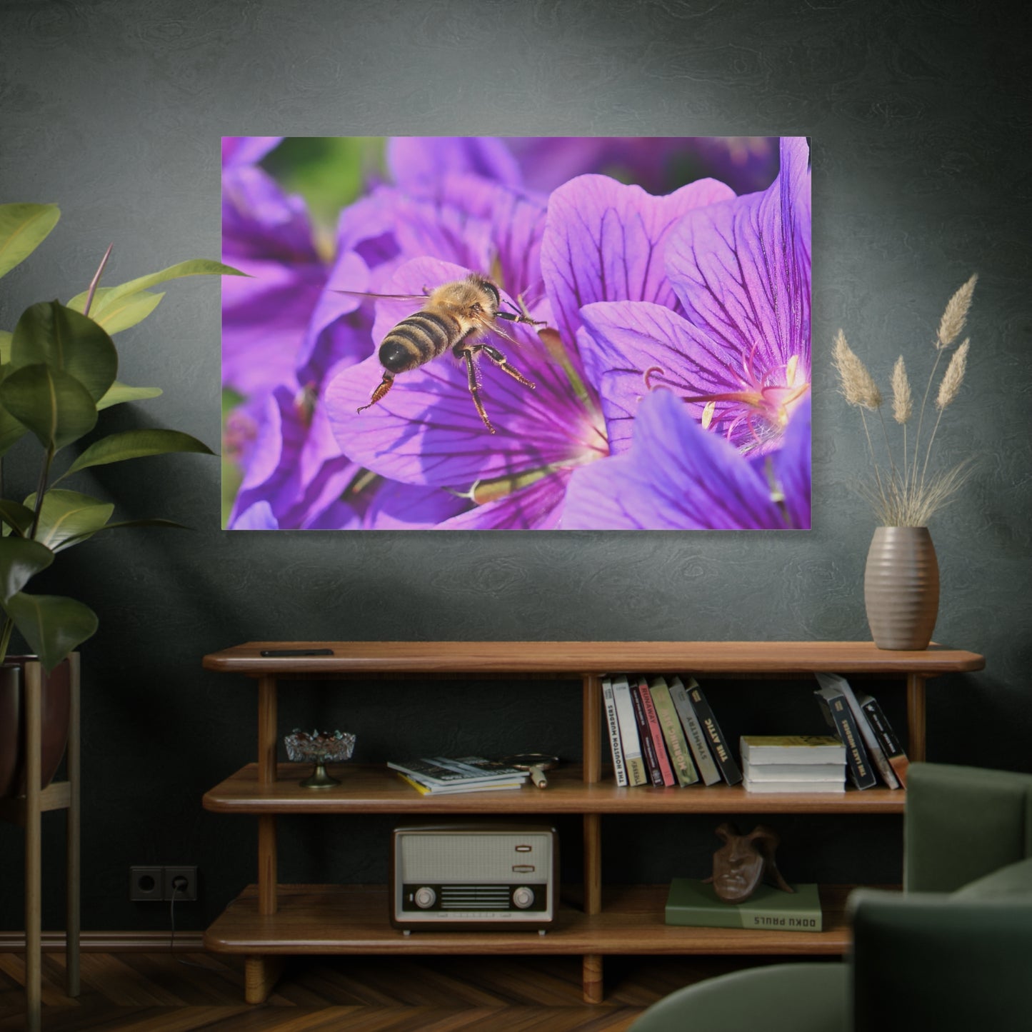 Wild Bee Macro Canvas Wall Art – Nature’s Intricate Pollinator