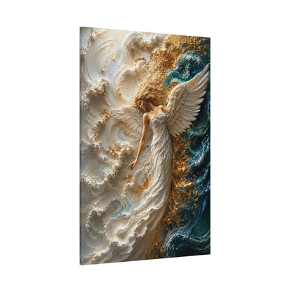 Angel of the Deep – White and Gold Angel Canvas Wall Art - ART OF ROYALS