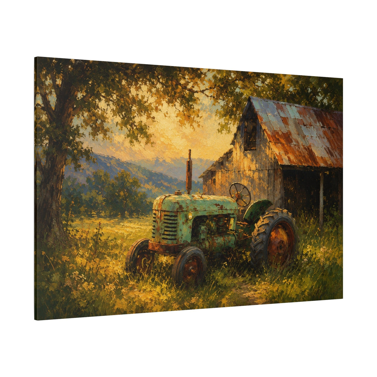 Old Homestead Tractor – Vintage Farm Barn Canvas Wall Art - ART OF ROYALS
