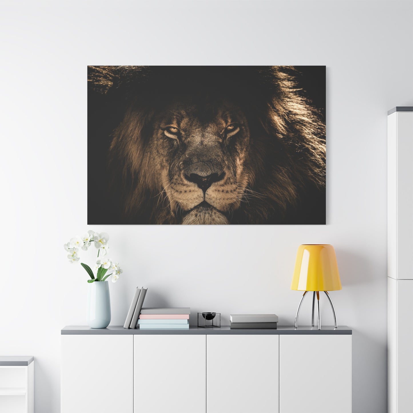 African Lion Portrait Canvas Wall Art