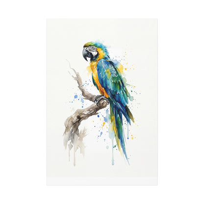 Vibrant Watercolor Macaw – Elegant Tropical Bird Canvas Wall Art