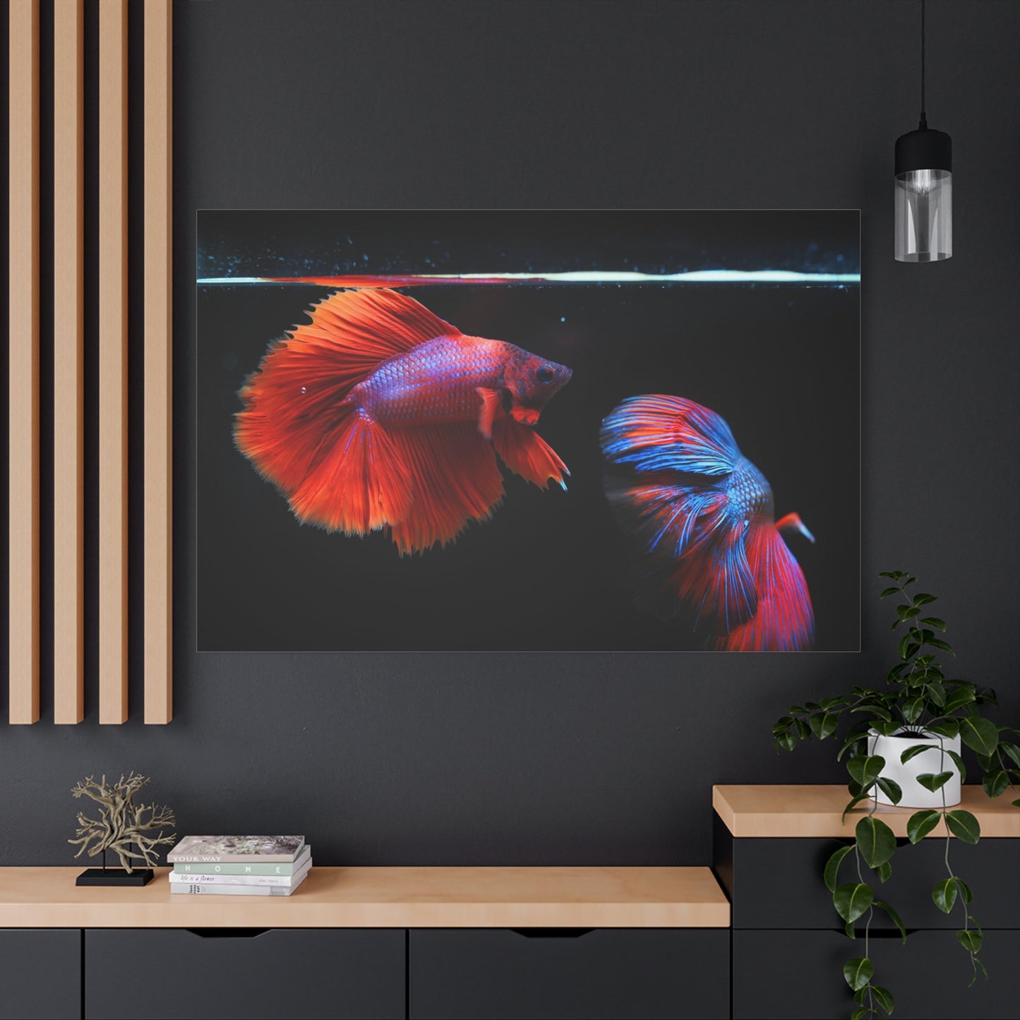 Majestic Siamese Fighting Fish Canvas Wall Art – Vibrant Betta Fish Print for Elegant Home Decor