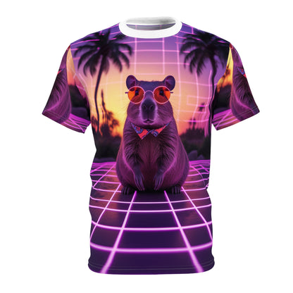 Neon Nights: Retro Capybara with a Cyberpunk Glow