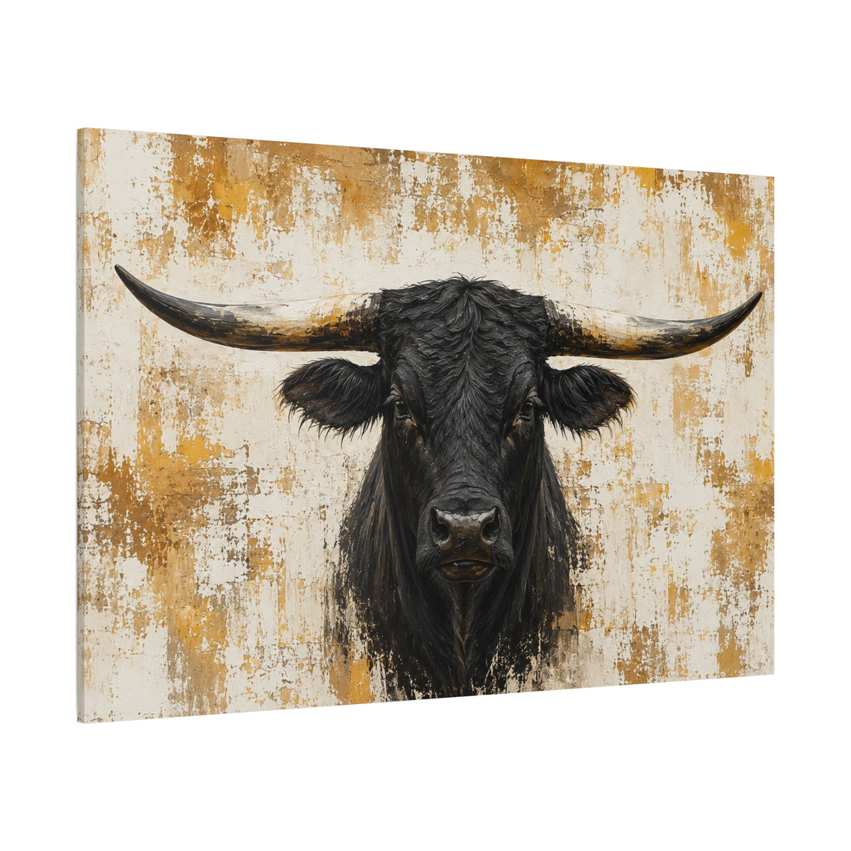 Black Longhorn – Texas Bull Portrait Canvas Wall Art - ART OF ROYALS