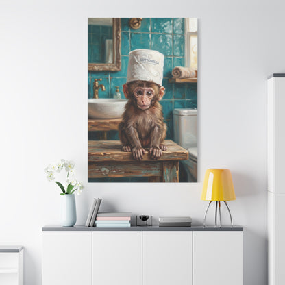 Cute Monkey Bathroom Humor – Adorable & Funny Canvas Wall Art