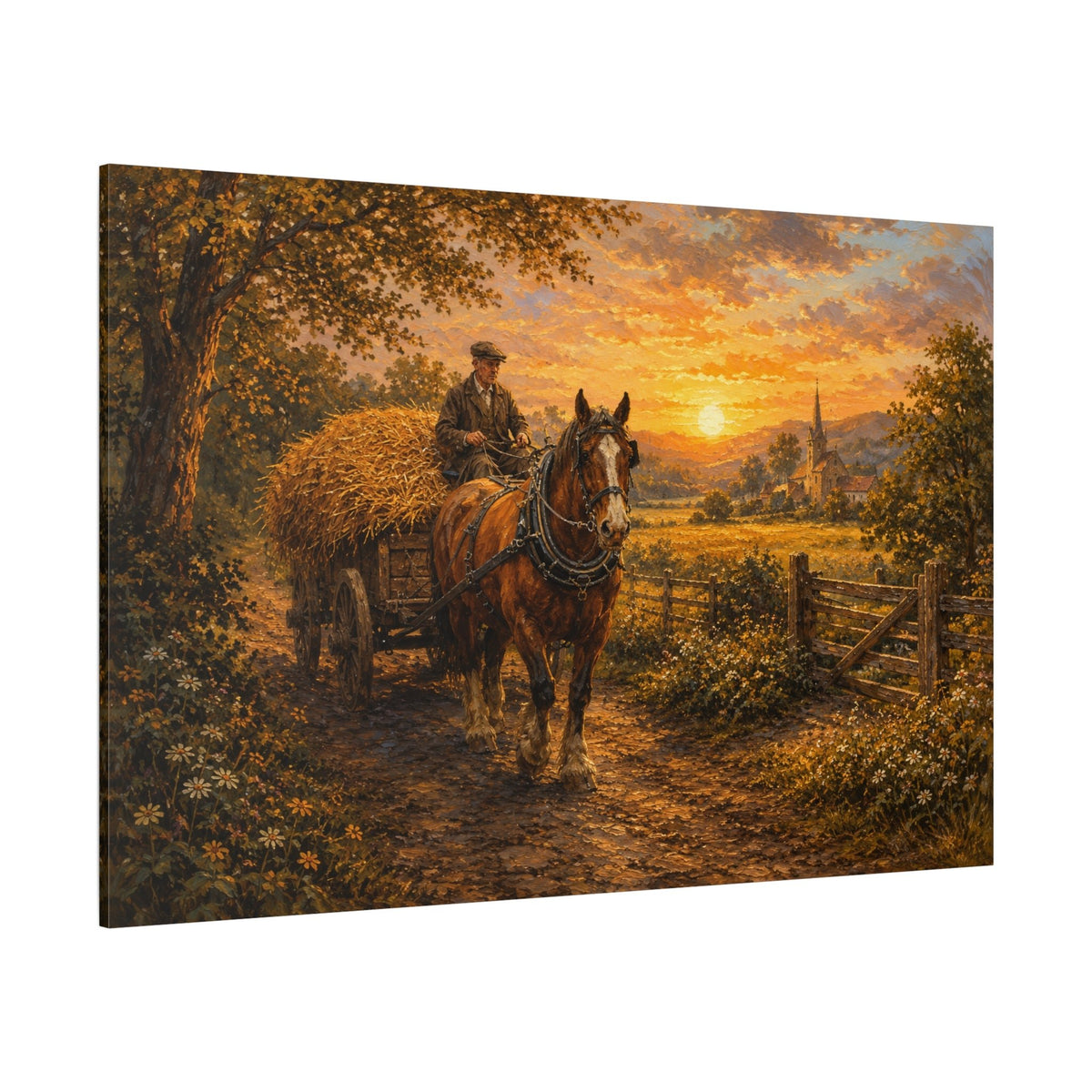 Hay Wagon Home – Draft Horse Farm Cart Canvas Wall Art - ART OF ROYALS