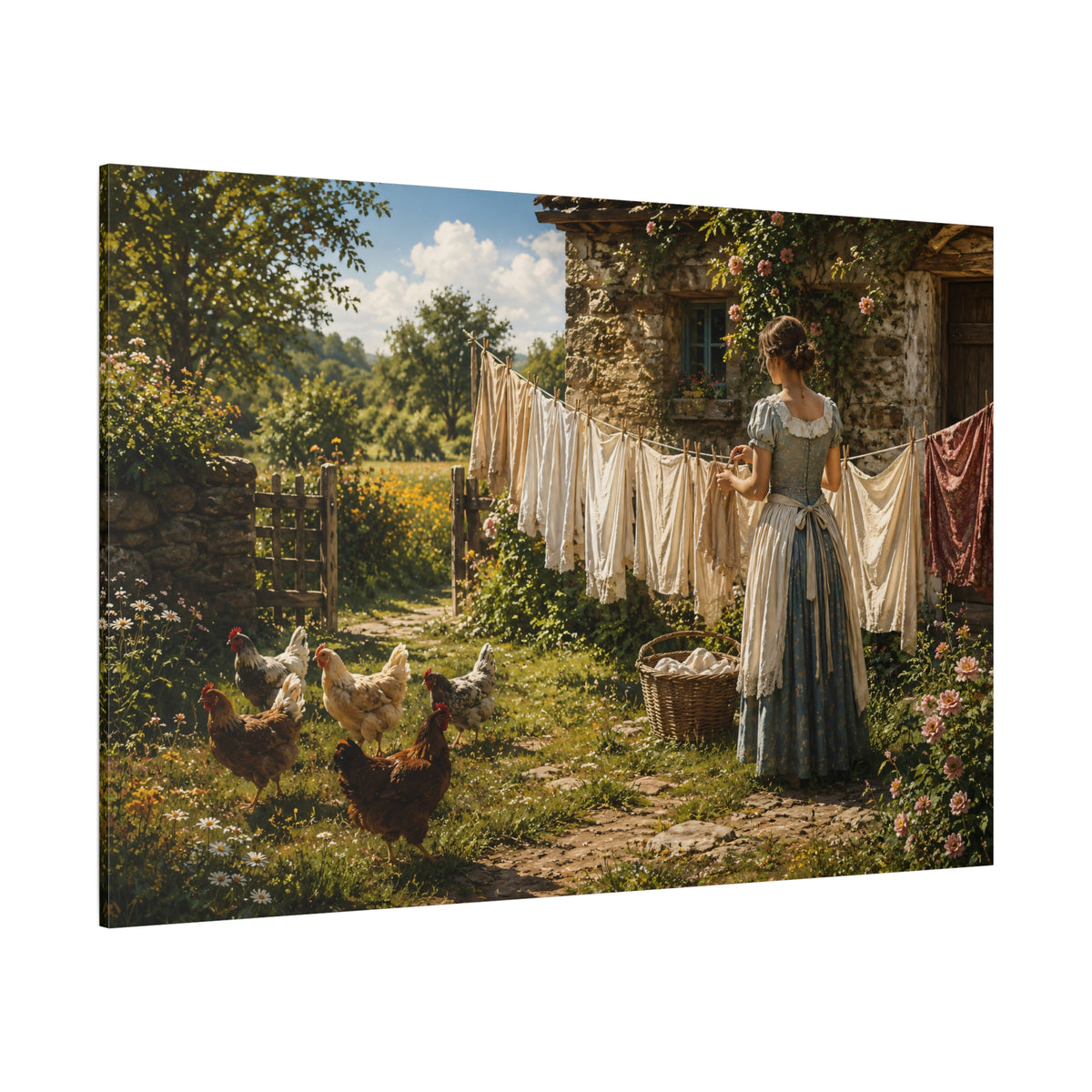 Summer Wash Day – Country Farmyard Canvas Wall Art - ART OF ROYALS