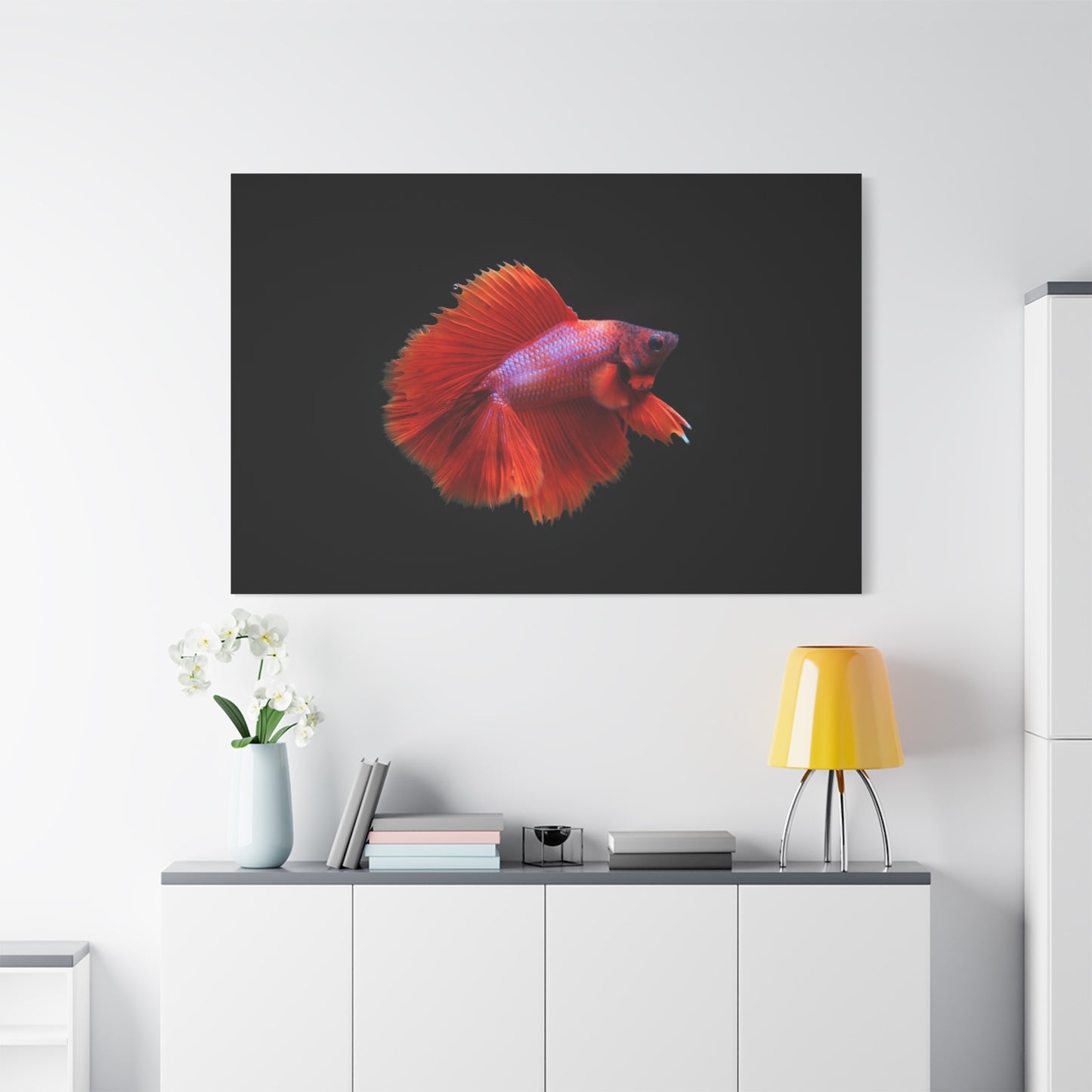 Vibrant Betta Fish Canvas Wall Art – Elegant Siamese Fighting Fish Print for Modern Decor Spaces