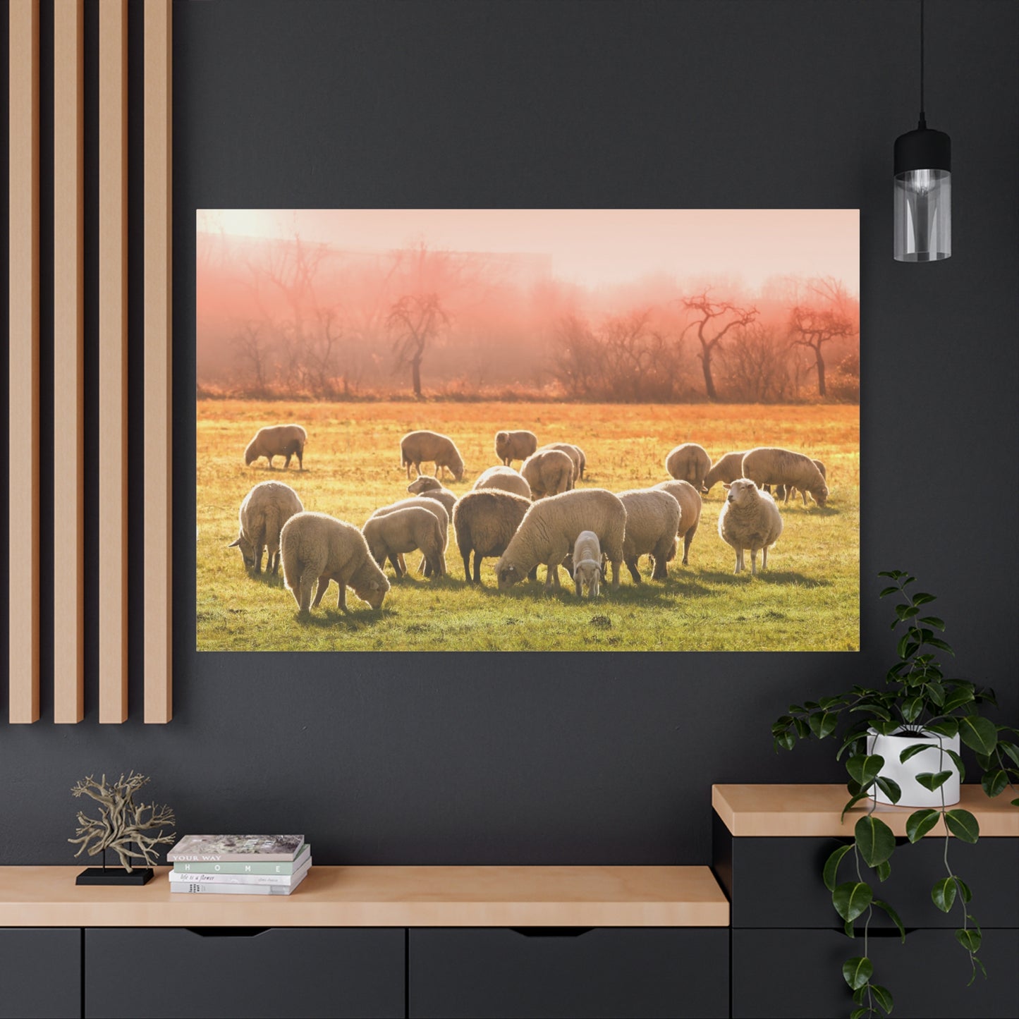 Peaceful Sheep Flock Canvas Wall Art – Tranquil Countryside Serenity