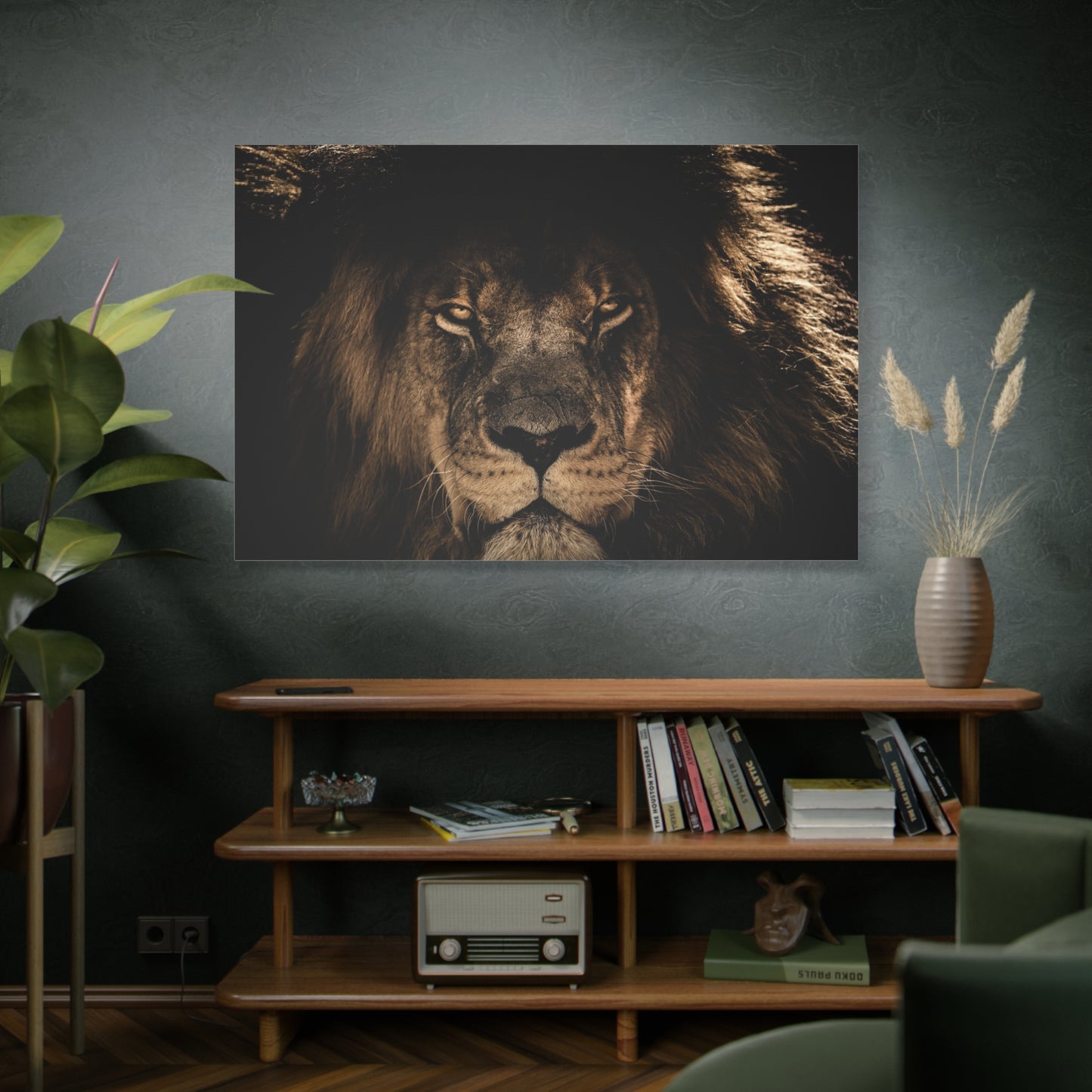 African Lion Portrait Canvas Wall Art