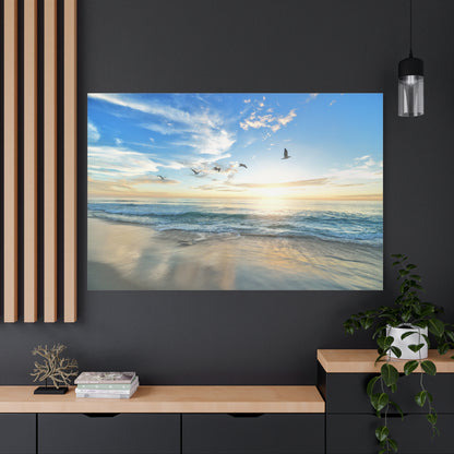 Seaside Serenity – Birds in Flight Over Ocean Waves