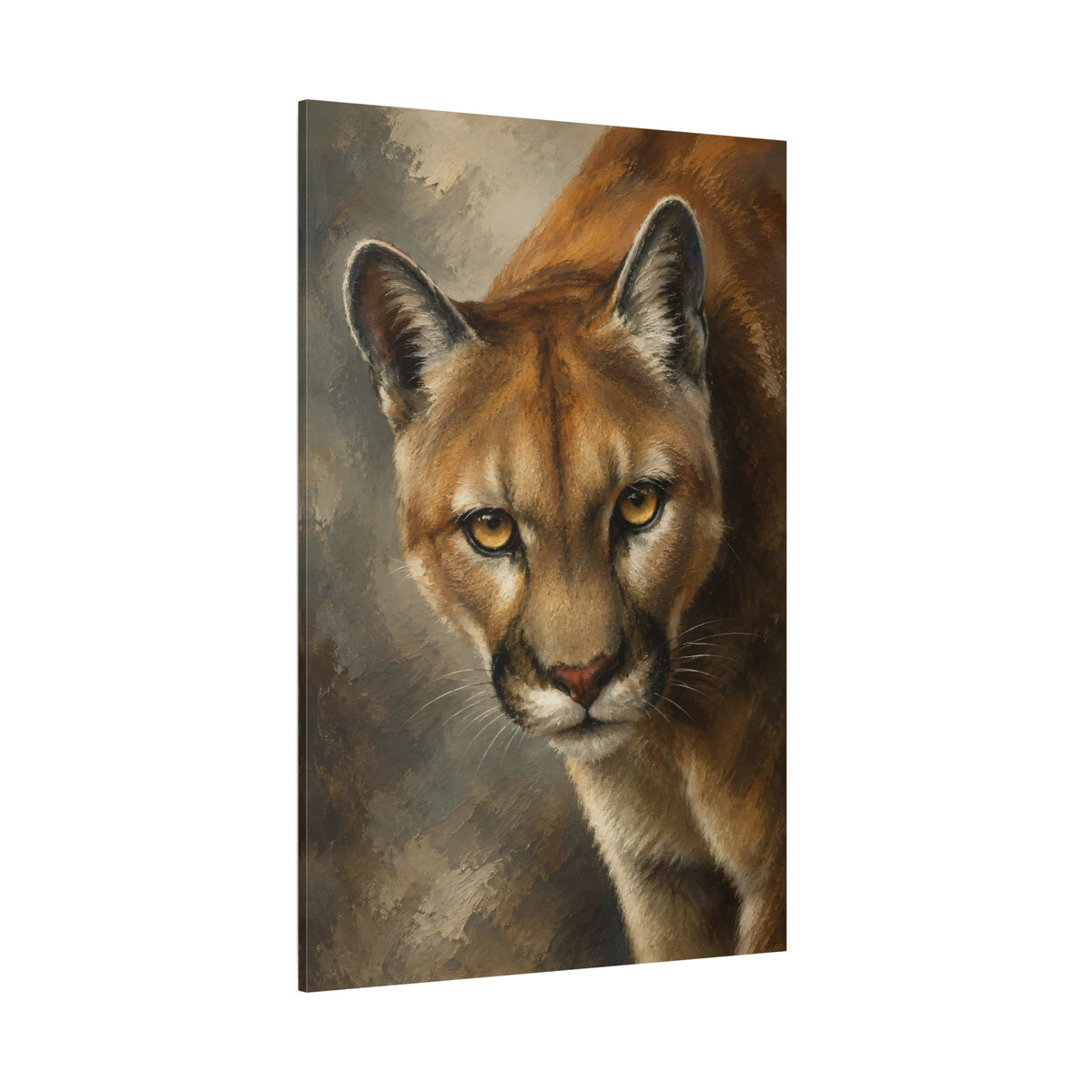 Classical Cougar Portrait Wrapped Canvas Wall Art – Fine Art Oil Painting Print - ART OF ROYALS