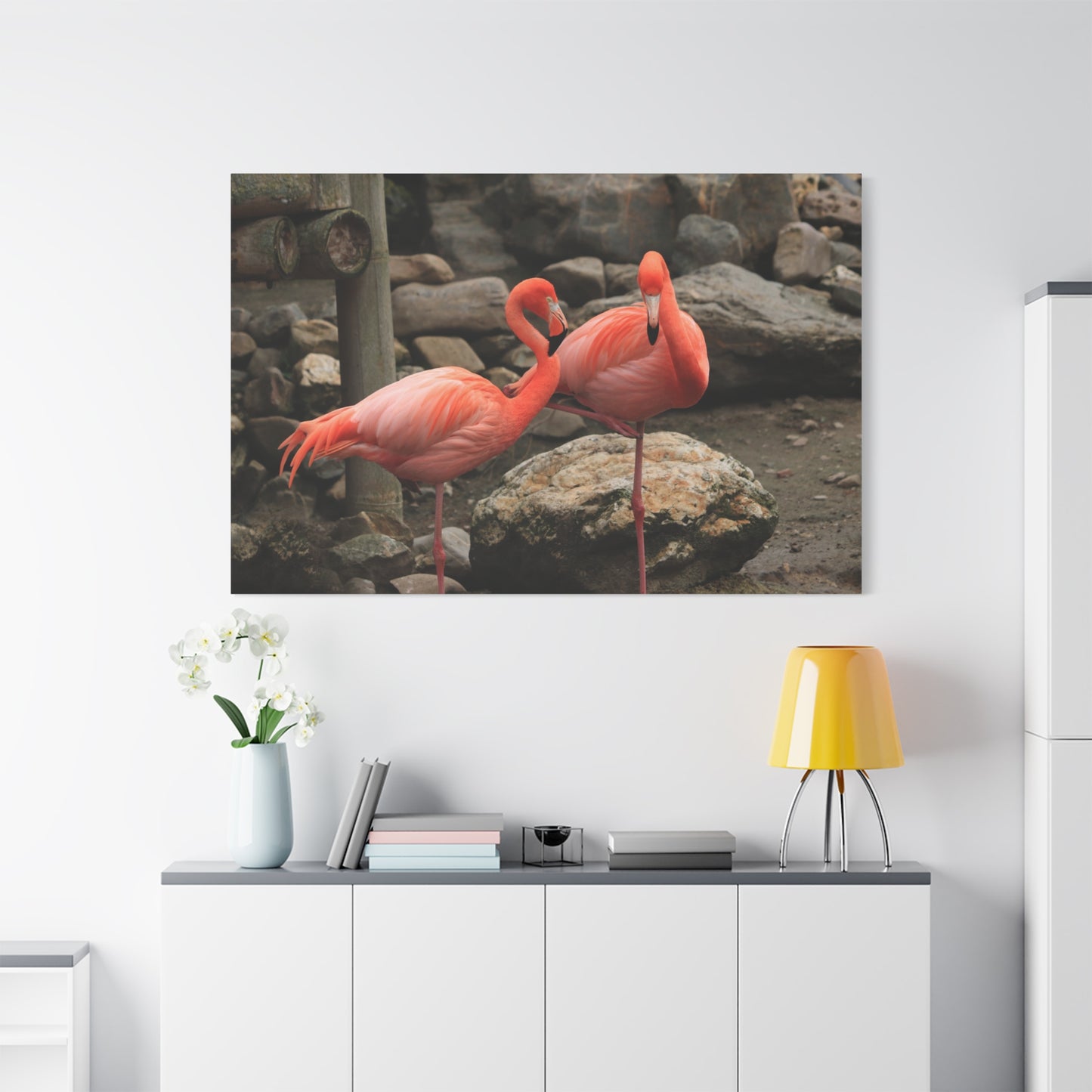 Graceful Pink Flamingo Canvas Wall Art – Tropical Elegance