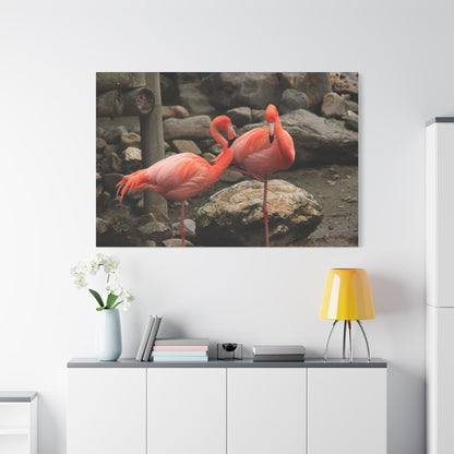 Graceful Pink Flamingo Canvas Wall Art – Tropical Elegance