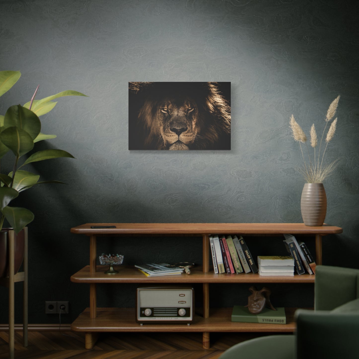 African Lion Portrait Canvas Wall Art