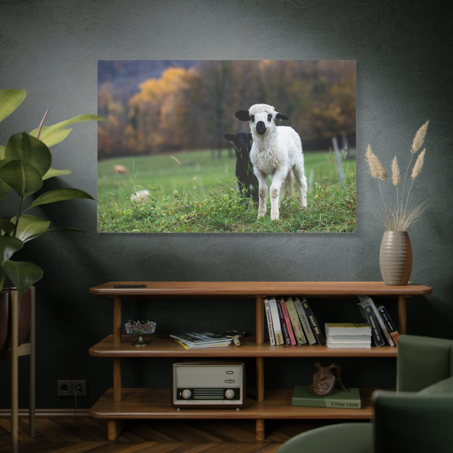 Charming Lamb Canvas Wall Art – Serene Pastoral Beauty