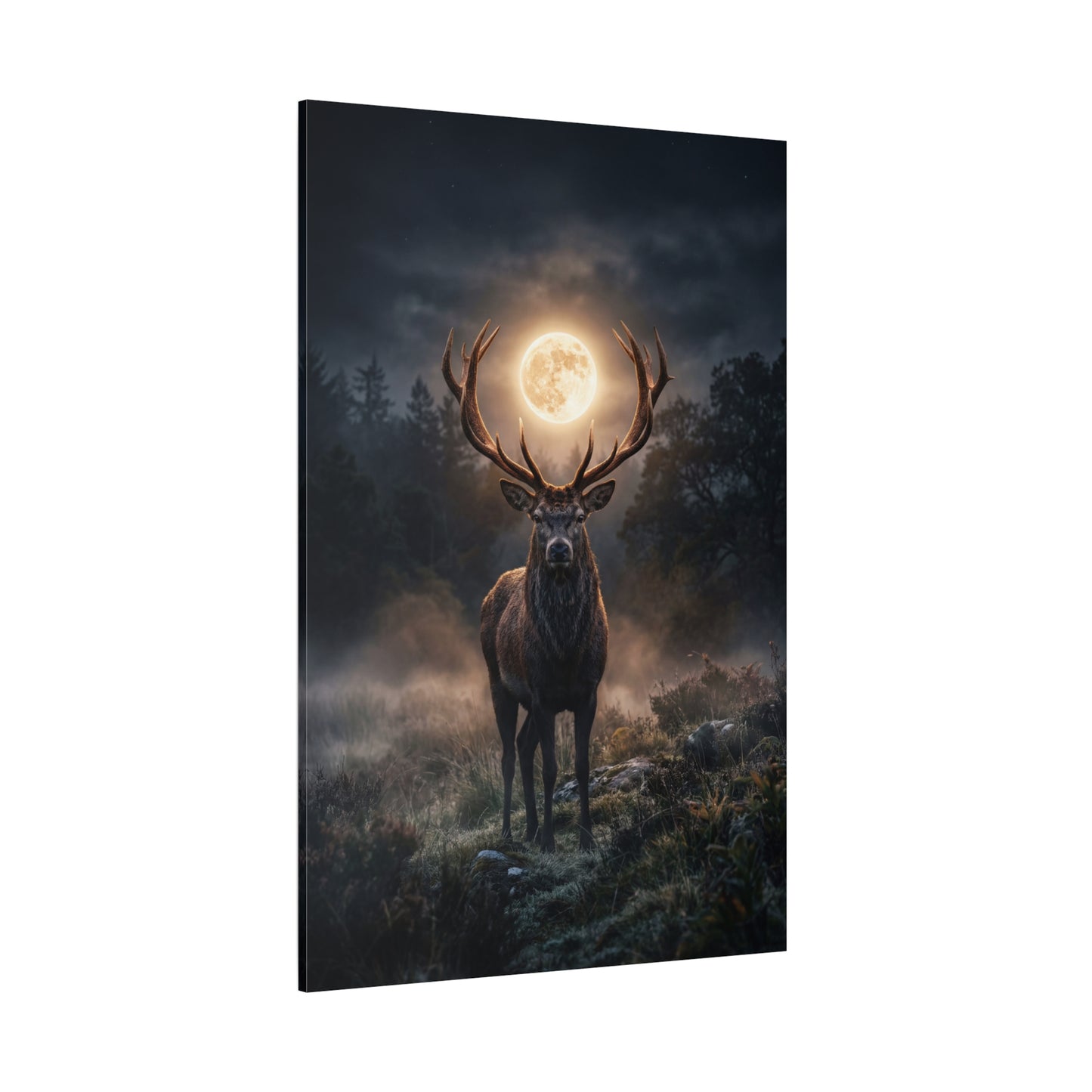 Moonlit Stag Majesty – Mystical Deer Canvas Wall Art