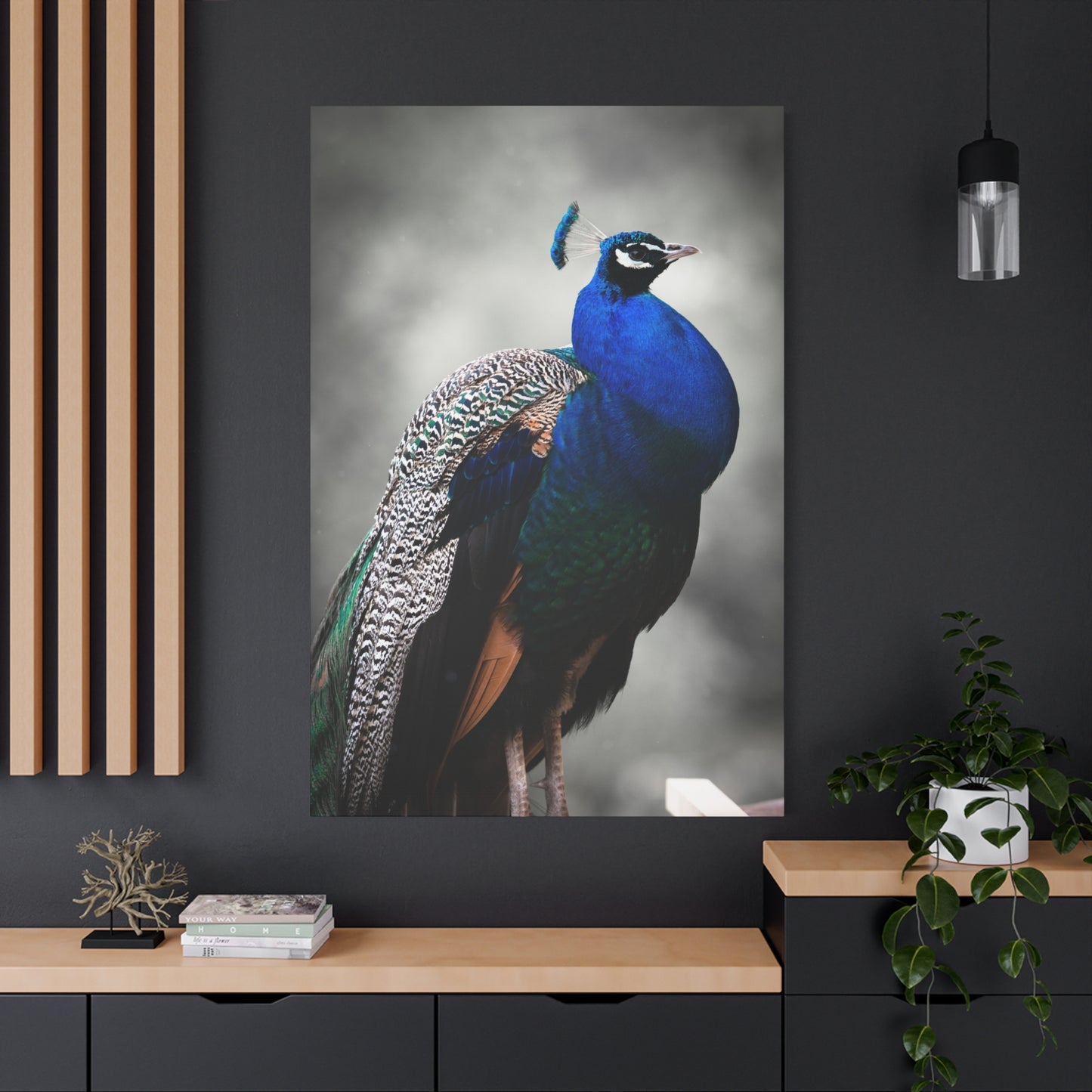 Regal Peacock Canvas Wall Art – Vibrant Feather Wildlife Decor for Home & Office Spaces