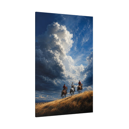 Big Sky Riders – Cowboys Under Storm Clouds Canvas Wall Art - ART OF ROYALS
