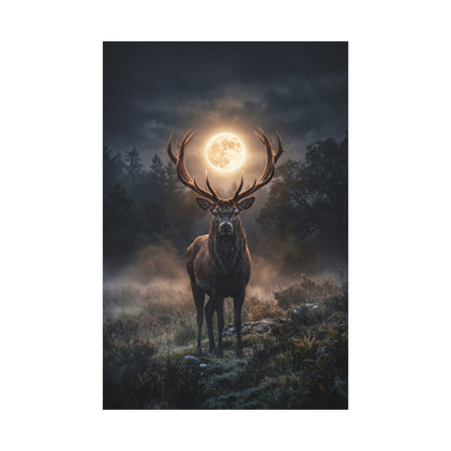 Moonlit Stag Majesty – Mystical Deer Canvas Wall Art