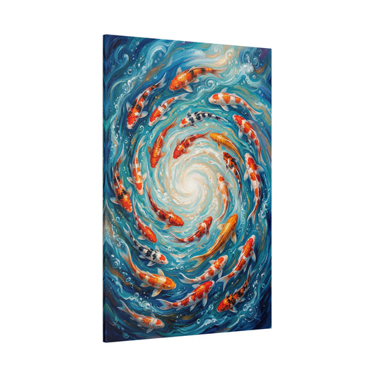 Koi Harmony Spiral – Vibrant Koi Fish Canvas Wall Art