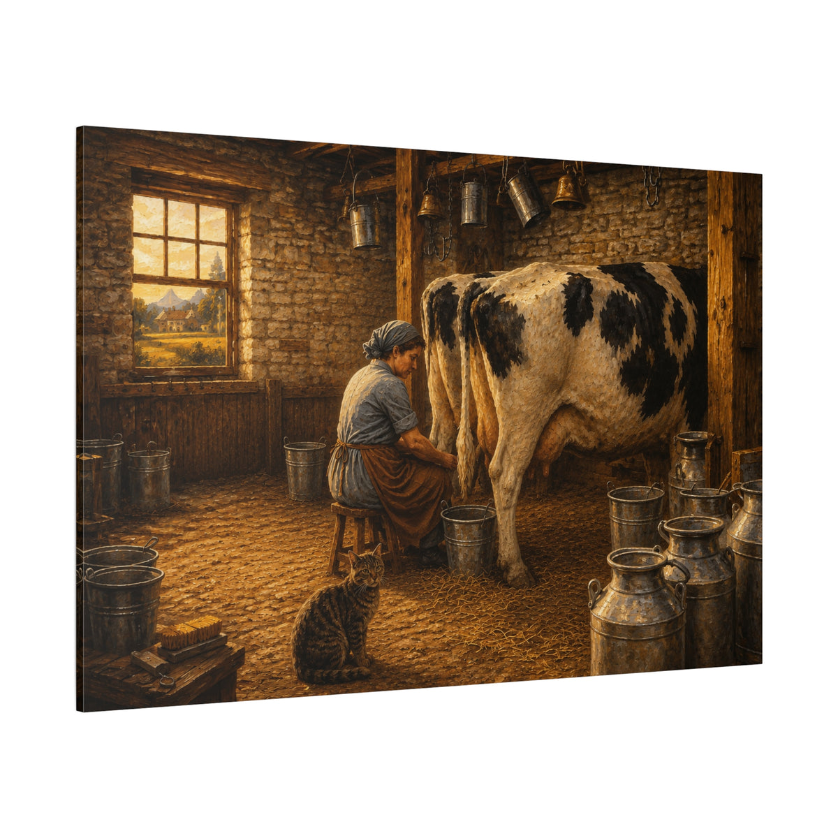 Morning Milking – Vintage Farmhouse Dairy Barn Canvas Wall Art - ART OF ROYALS