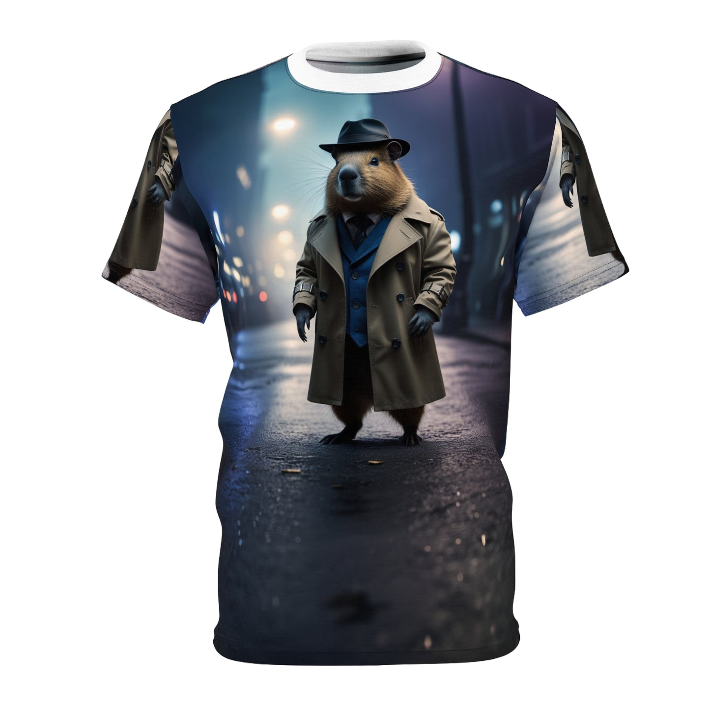 Detective Capy – Noir Mystery T-Shirt 🕵️‍♂️🌃