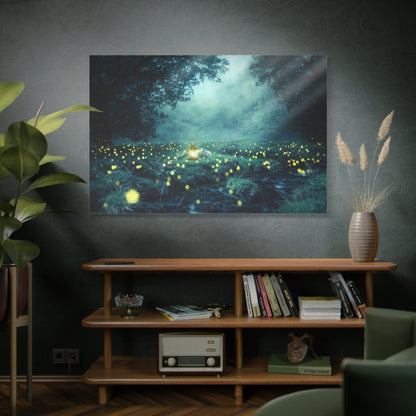 Enchanted Night Forest – Glowworm Light Fantasy Illustration