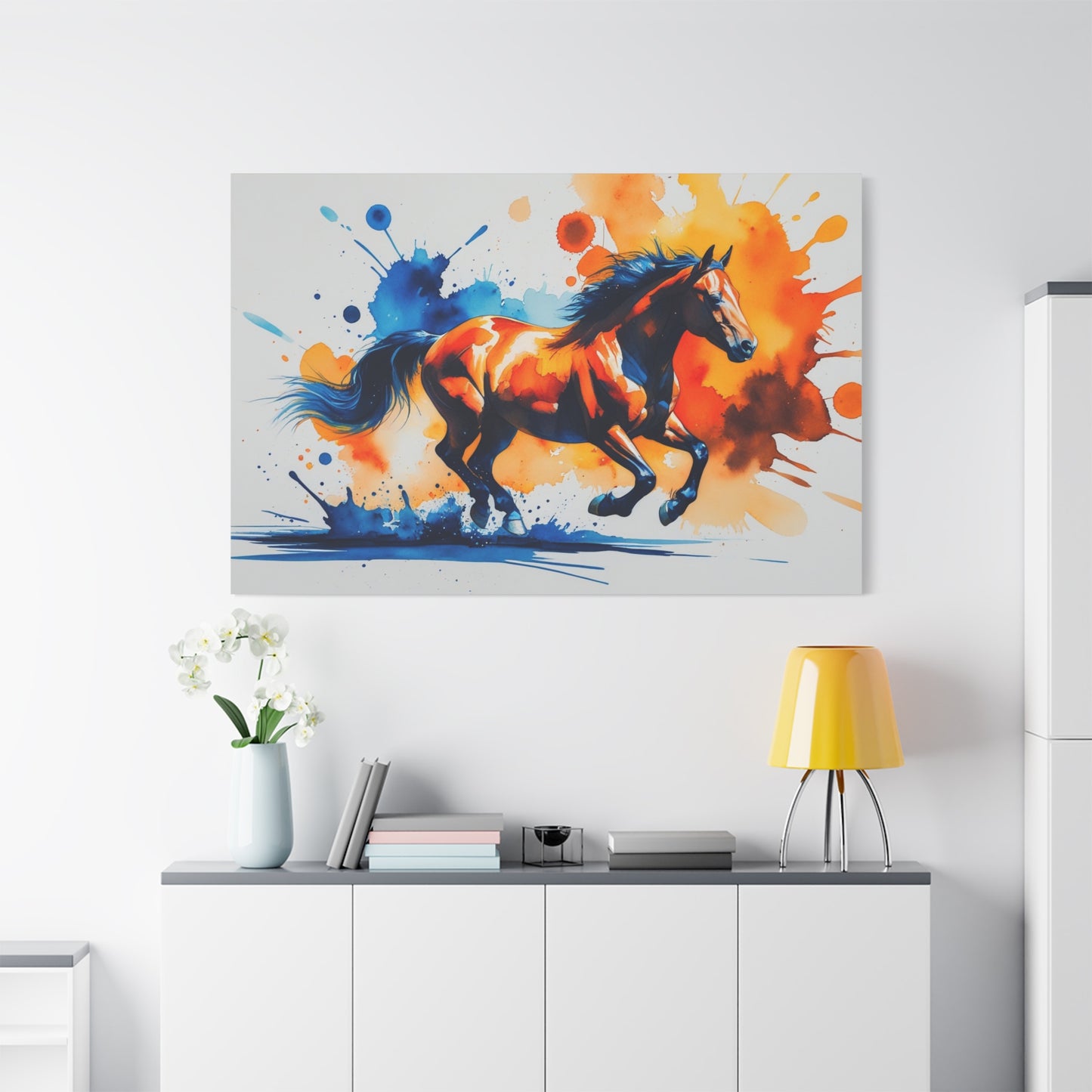 Splash of Speed – Vibrant Abstract Galloping Horse