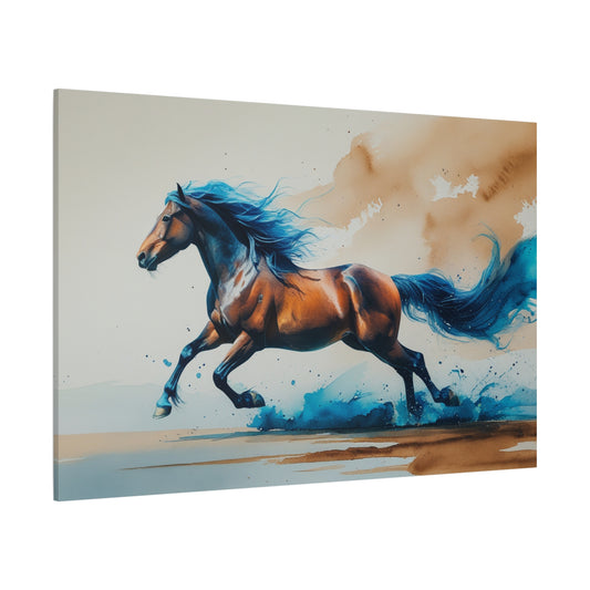 Gallop of Freedom – Dynamic Watercolor Horse Canvas