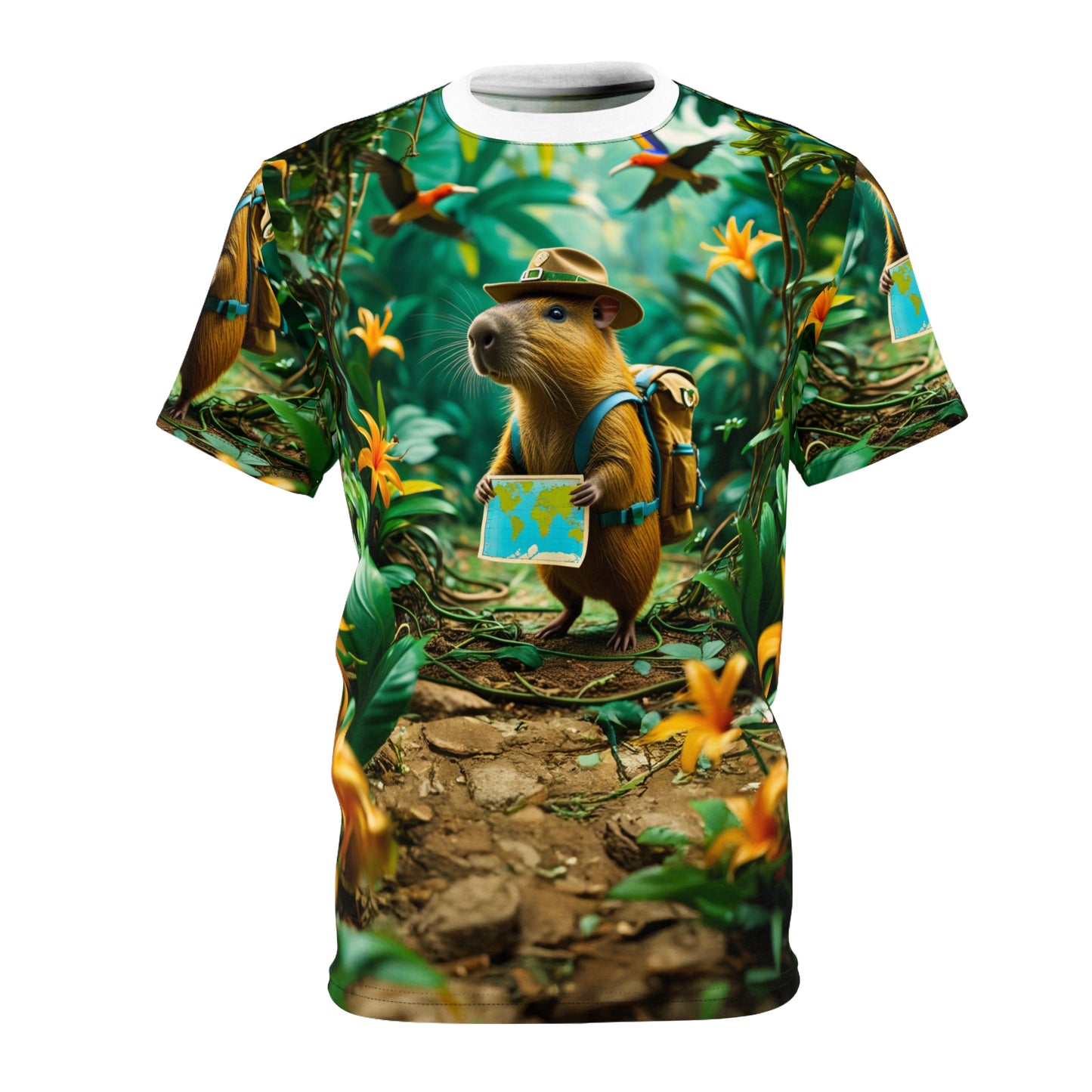 Adventurous Capybara – Thriller Forest Explorer T-Shirt 🏕️✨