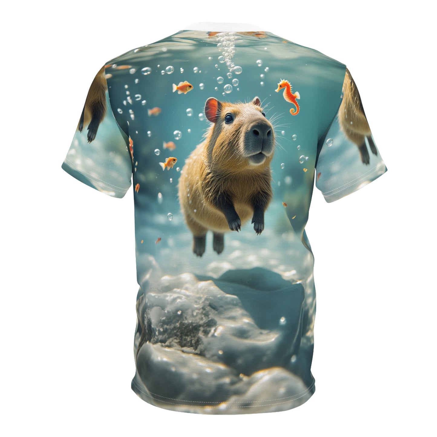 Floating Capybara – Underwater Serenity T-Shirt 🌊💙