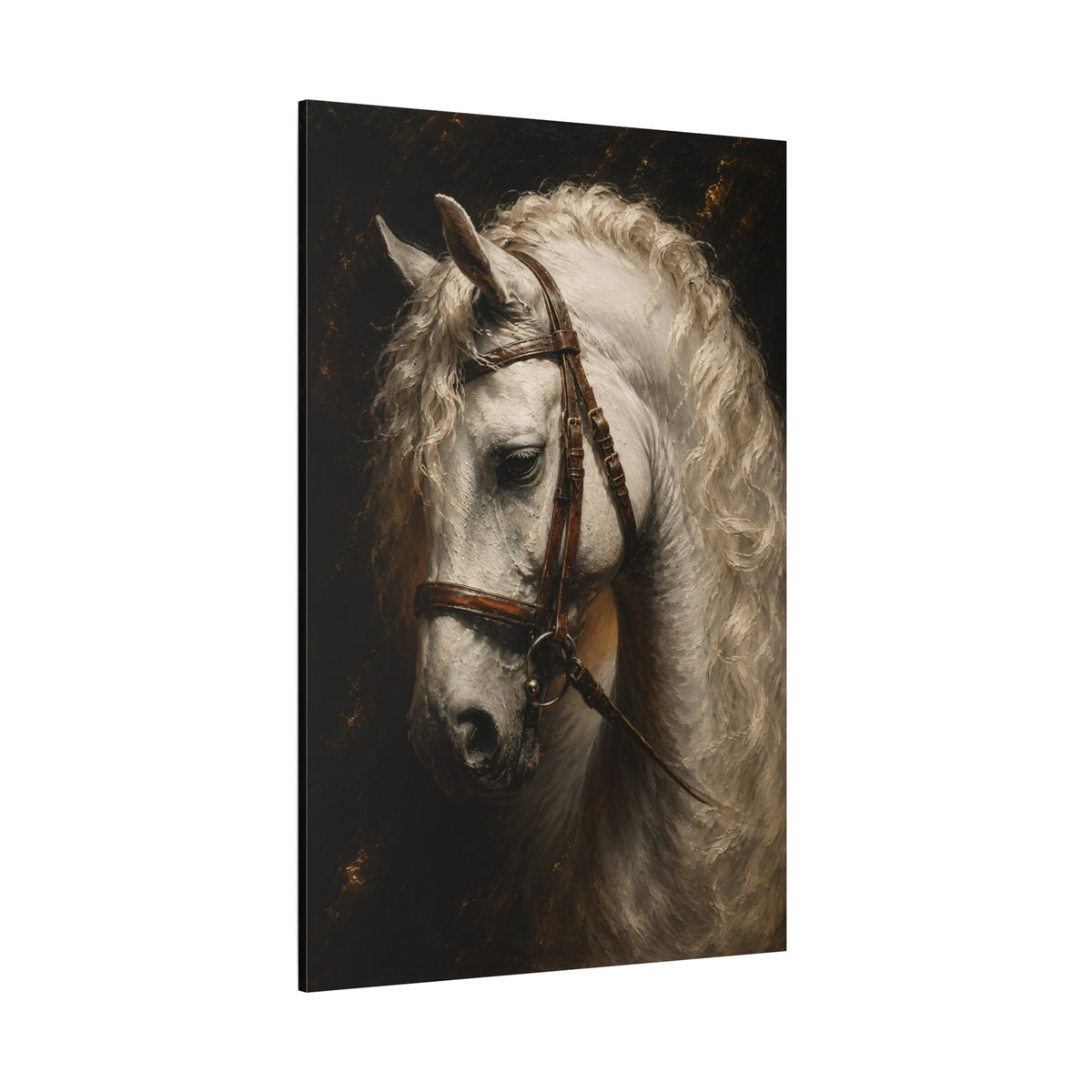 White Stallion – Classical Equestrian Portrait Canvas Wall Art - ART OF ROYALS