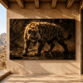 Snarling Hyena in Golden Light Wrapped Canvas Wall Art – Fierce African Wildlife Print
