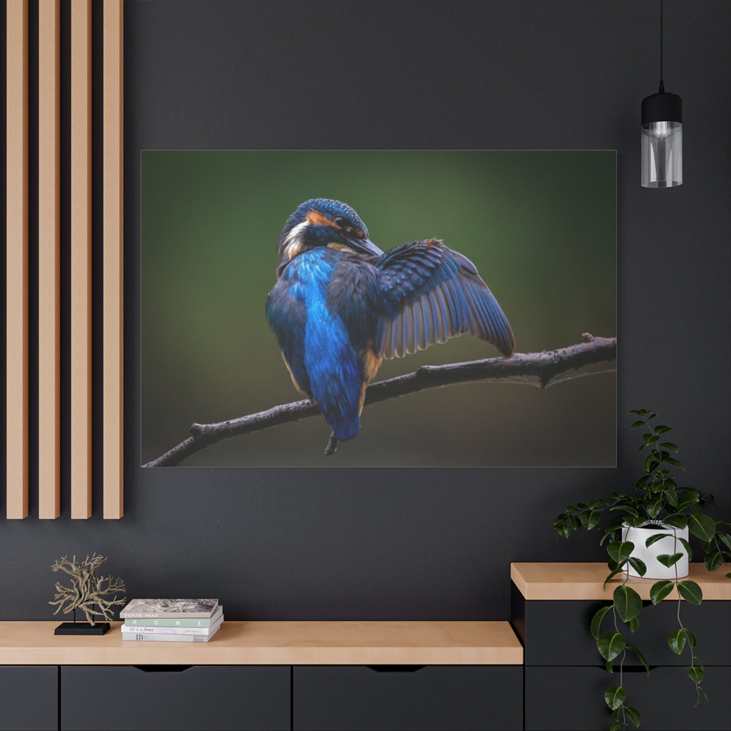 Kingfisher Portrait Canvas Wall Art – Vibrant Wildlife Charm