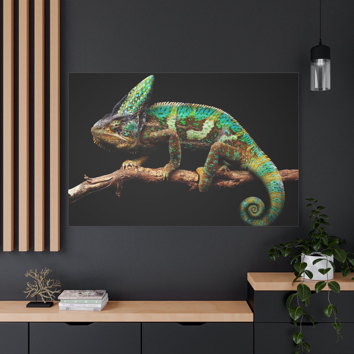 Enigmatic Chameleon Canvas Wall Art – Exotic Wildlife Print for Unique Nature Decor