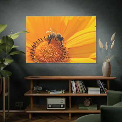 Delicate Honeybee on Flower Canvas Wall Art – A Tribute to Nature’s Pollinators